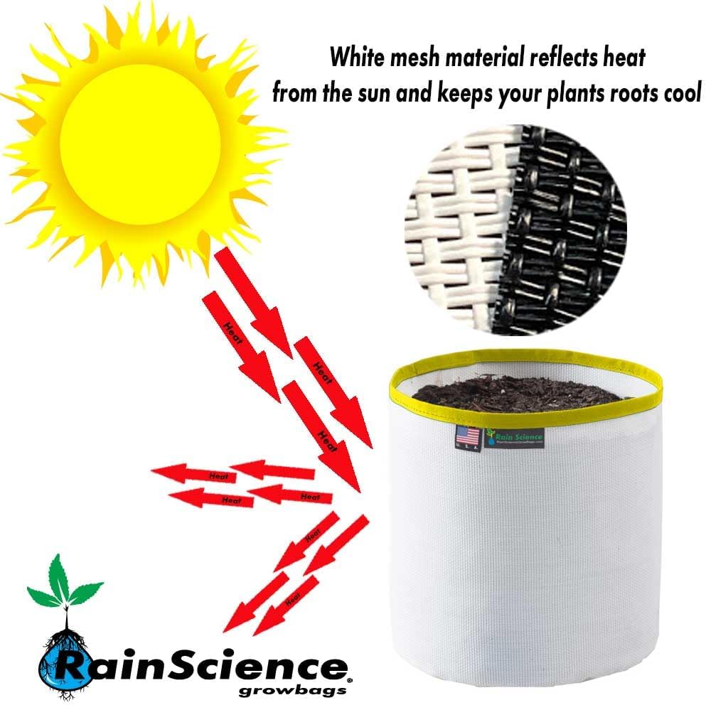 Grow Bag 3 Gallon, Planting Pots - Colorful Plant Grow Bags Pots Gardening Vegetable - Air Pruning Mesh Fabric Plant Container - (White/Yellow)
