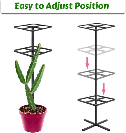 Adjustable Double-Layer Dragon Fruit Trellis Black,Durable Metal Plant Trellis Outdoor Climbing Plants Support Frame for Vertical Gardening Trees Cactus