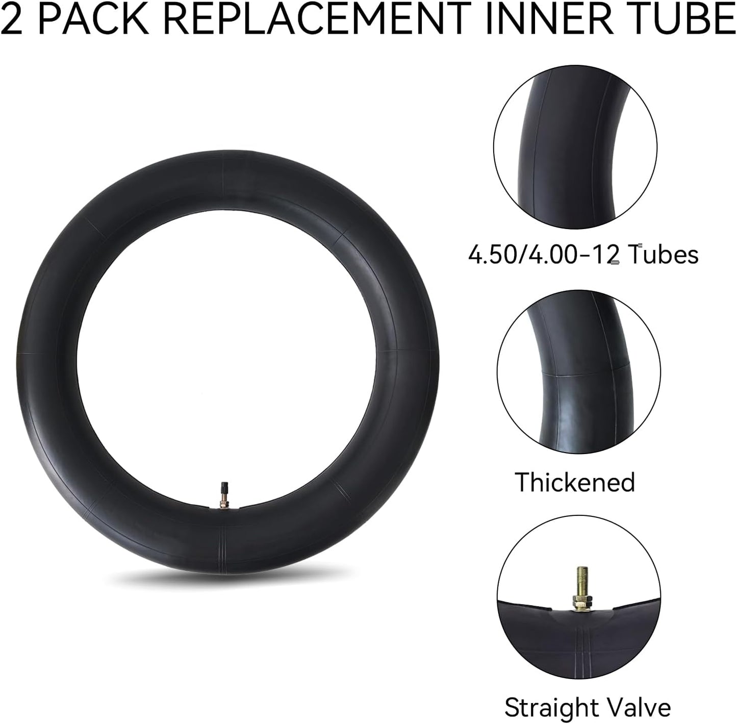 HXYCNNA 2 Pack 4.50-12 4.00-12 Inner Tube Heavy Duty with TR13 Straight Stem for Golf Carts Tractor Hand Trucks, Wheelbarrows, Mower