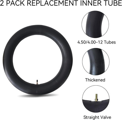 HXYCNNA 2 Pack 4.50-12 4.00-12 Inner Tube Heavy Duty with TR13 Straight Stem for Golf Carts Tractor Hand Trucks, Wheelbarrows, Mower