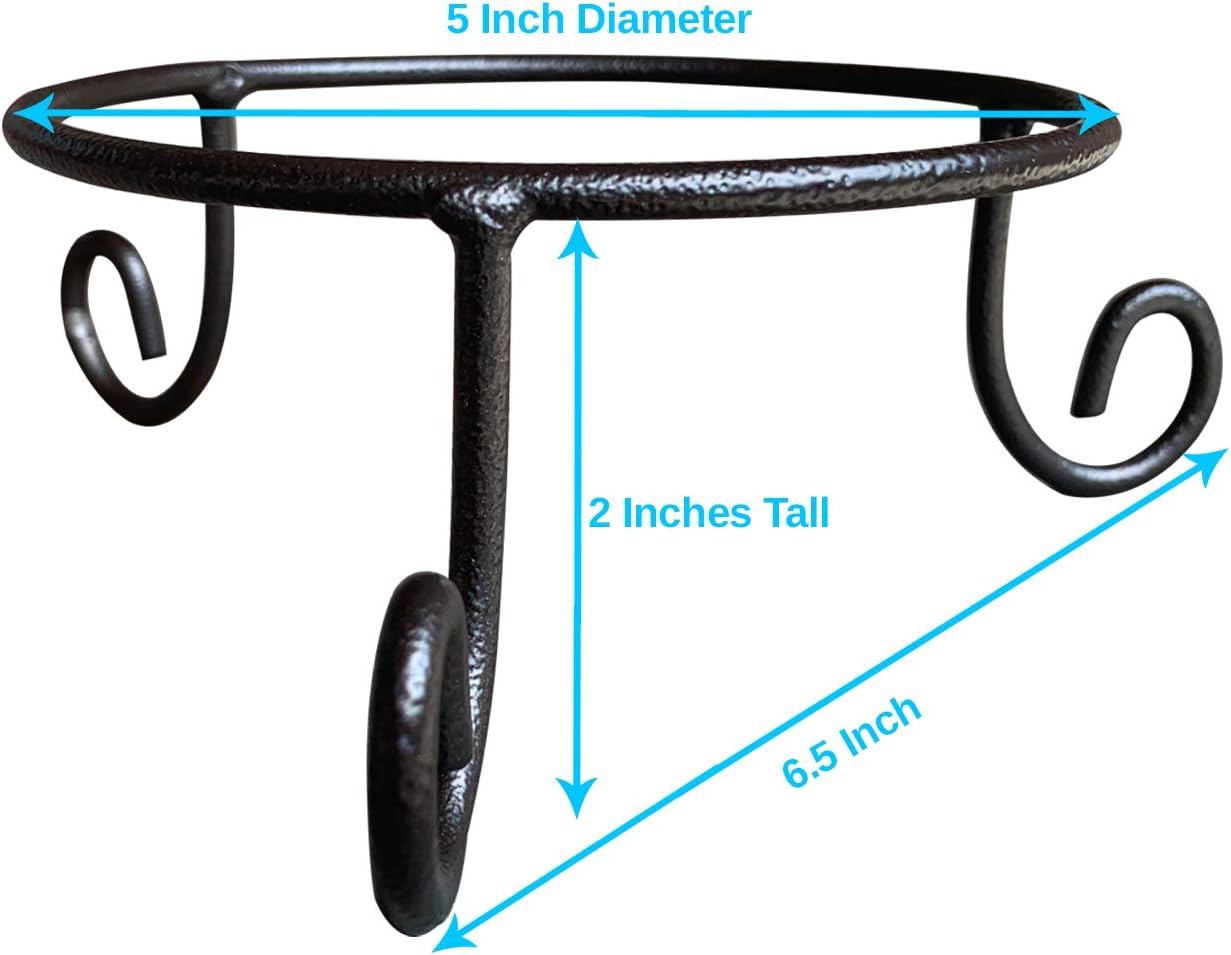 Black Iron Ball Stand - Gazing Globe Stand for Balls, Sphere Holder Wrought Iron Display Stand, Crystal Ball Stand, Glass Bowl Ring Metal Egg Stands, Gazing Ball Stand (5" Diameter X 2" Tall)