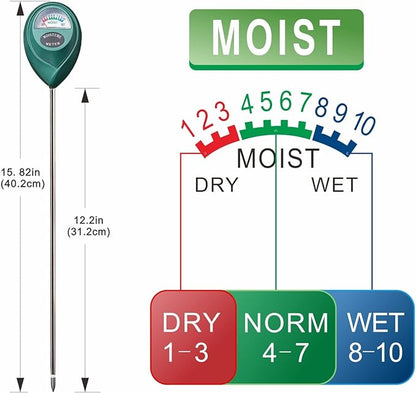 XLUX Long Probe Deep Use Soil Moisture Meter Sensor, Water Monitor Indicator, Hygrometer for Outdoor Indoor Large Pot Plants, Flower, Gardening, Farming, 2 Pack
