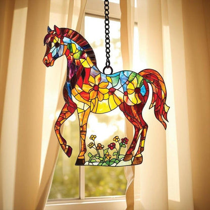 Hippe Horse Acrylic Window Hanging Stained Wall Decoration Lover Gift for Mom Grandma Or Special Occasions Sun Catchers Indoor Windown Suncatchers Windows Garden Decor