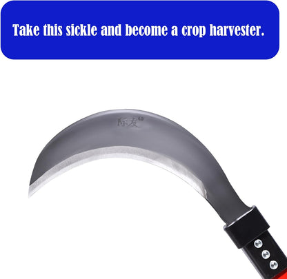 1pce 470mm/18.5in Manganese Steel Billhook Brush Clearing Sickle for Grass,Weeding Tools for Garden,Curved Sawtooth Sickle,Machete Axe for Cutting Trees,Steel Blade Knife in Hand