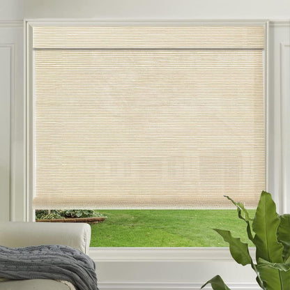 LETAU Cordless Wood Window Roller Shades, Bamboo Light Filtering Window Blinds for Indoor Home, Office, Kitchen, Pattern 9