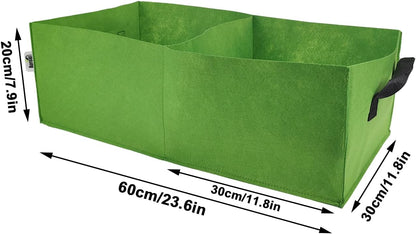 Plant Grow Bags, 5 Pack Fabric Raised Planting Bads, 2 Holes Rectangle Grow Bag, 10 Gallon Breathable Potato Tomato Planter Pots for Outdoor Vegetables Plant Flowers (Green(1mm))
