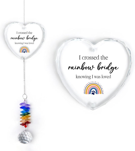 Pet Memorial Suncatcher Dog Cat Loss Sympathy Gift - Rainbow Crystal Prism - Bereavement Keepsake