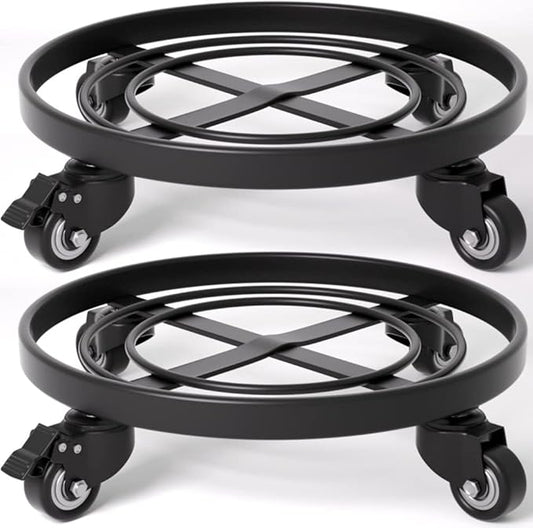 AMAGABELI GARDEN & HOME Plant Caddy with Wheels Heavy Duty 14“ 2 Pack Rolling Plant Stand Plant Dolly Iron Wheeled Lockable Casters Round Pot Mover Rollers Indoor Outdoor Planter Trolley Metal