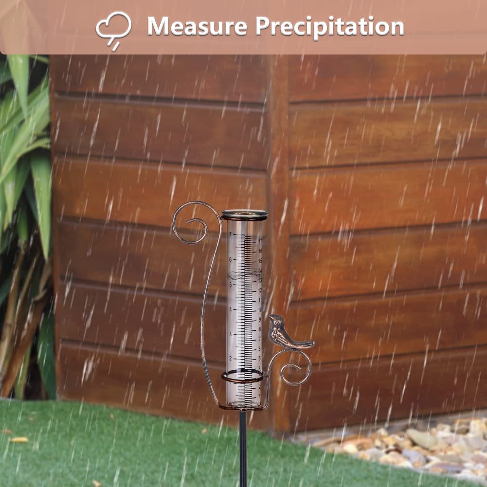 HOBYLUBY Rain Gauge Outdoor, 7 Inch Rain Gauges for Measuring Precipitation
