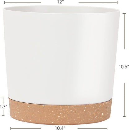 kubvici Plant Pots for Indoor Plants, 2 Pack 12 Inch Pots for Plants, Lightweight Large White Planters for Indoor Outdoor, Big Plastic Plant Pot Flower Pot with Drainage (12” White)