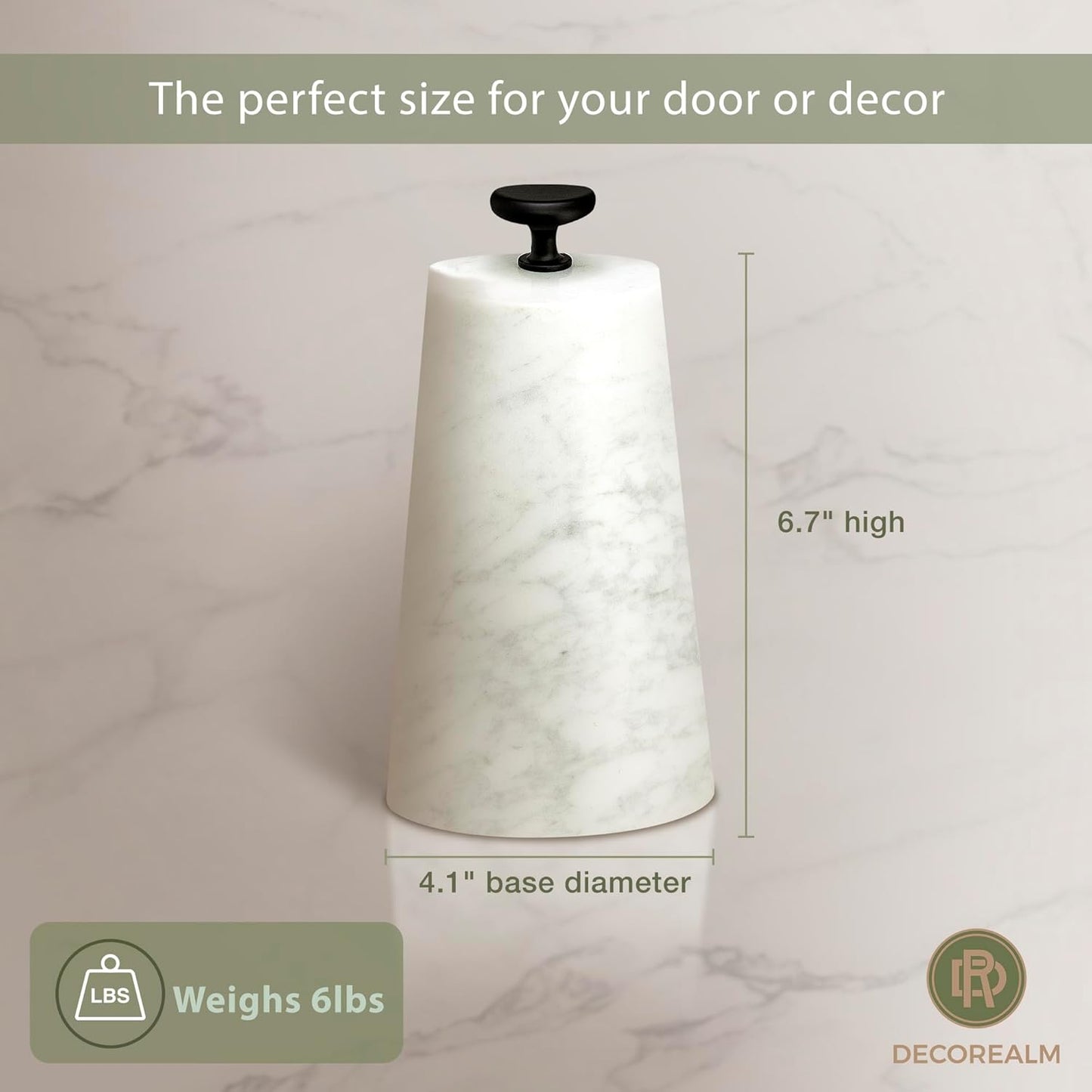 Marble Decorative Door Stop, Cute Door Stopper with Cast Iron Handle, Heavy Weighted Door Stop for Your Indoor or Outdoor Door, Heavy Door Stopper Weight/Rock for Country Home Decor (2 Knobs, 6lbs)