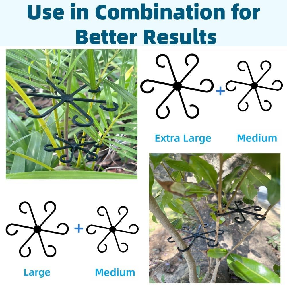 12 PCS Plant Stem Support, Plant Stakes for indoor Plants Plant Clips for Climbing Plants, Plastic Monstera Plant Support Accessories for Potted indoor Plant in Various Growth Stage(4 Sizes, 3 Colors)