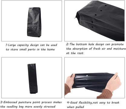100 PCS Thicken Plastic Nursery Bags for Plants Fruit Flower Grow Bags Seedling Pots (6.69x11.81 in)