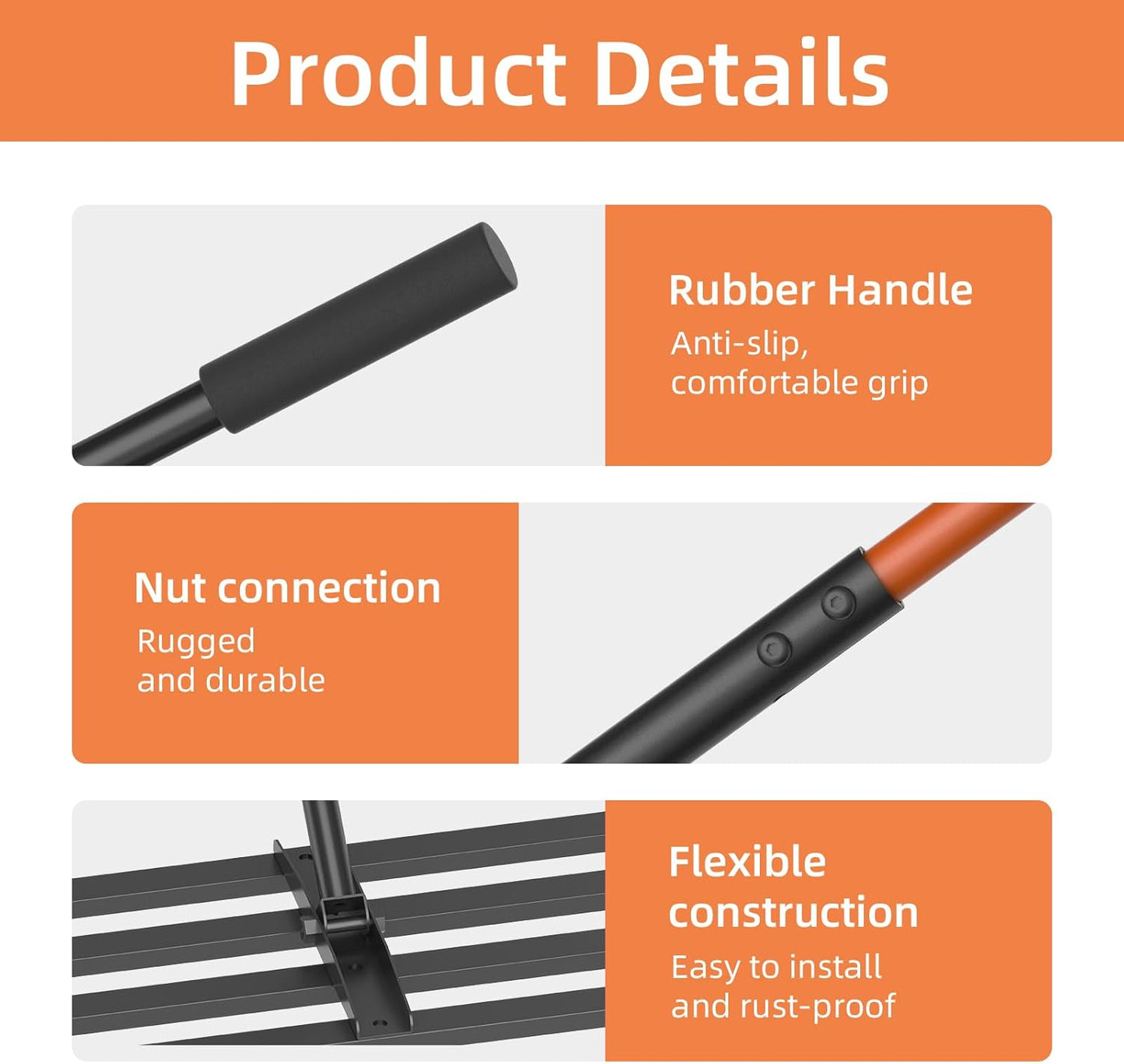 Lawn Leveling Rake 30"x10", Heavy-Duty Stainless Steel Yard Leveling Rake, Professional Soil Leveling Tool for Pastures, Golf Lawns, Gardens, Yards (Black)
