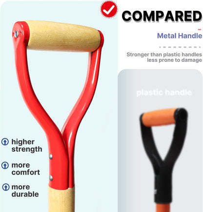 VNIMTI Garden Fork,4-Tine Spading Fork,Compost Fork,Steel Digging Fork,45Inch,Steel Y-Grip,Wooden Handel