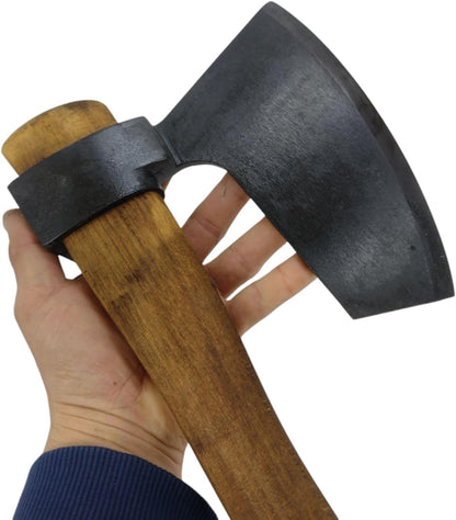 Hand-Forged Hewing Bearded Broad Axe – European Style | Timber Framing, Log Building & Woodworking Tool | Razor-Sharp High-Carbon Steel Blade with Offset Curved Beechwood Handle