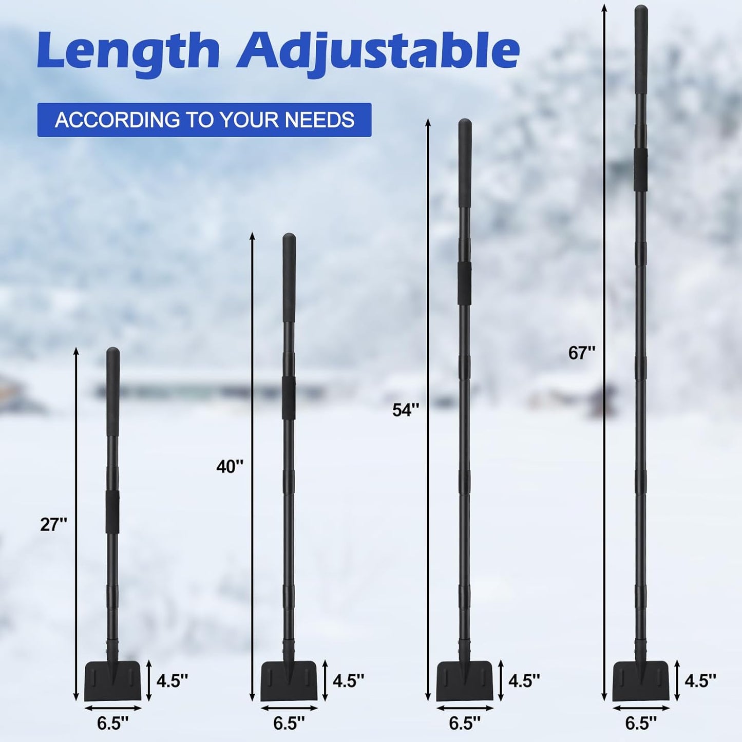 Ice Chopper, 67 Inch Stainless Steel Ice Scraper Heavy Duty Snow Shovel for Driveway Garages Yards Outdoor Stairs