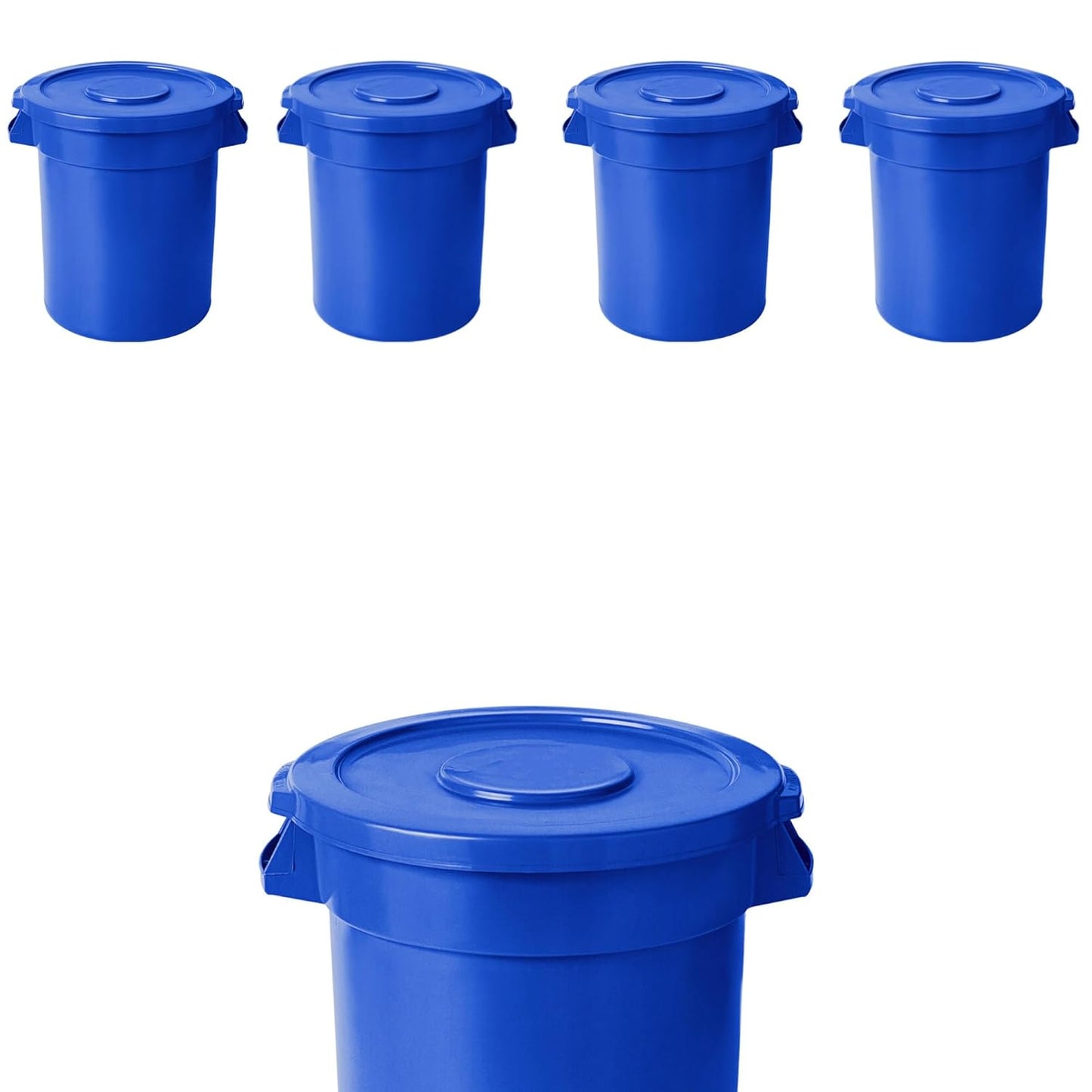 PRO&Family 20 Gallon Trash Can with Lid Round Ingredient Storage Containers Recycling Bin Kitchen Garbage Can Office Garbage Can Trash Barrel Plastic Barrel Yard Waste Bin Outdoor Trashcan (5, Blue)