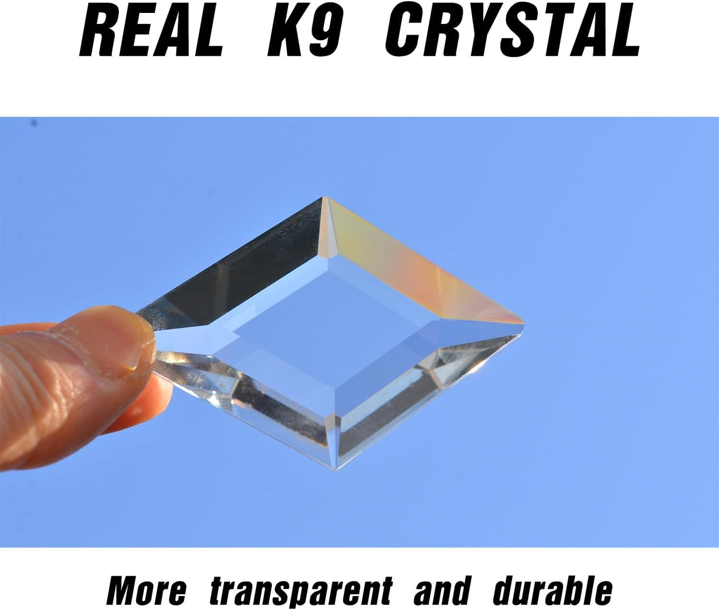 2PCS Clear Rhombus Crystal Sun Catcher Prisms, STINO Hanging Suncatchers with Glass Prism, Rainbow Maker for Windows, Balcony, Kitchen, Garden Decoration (1, Rhombus Clear 2Pcs)