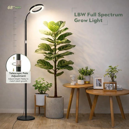 LBW Grow Light with Stand for Indoor Plants, Adjustable Height up to 68", Full Spectrum Grow Light