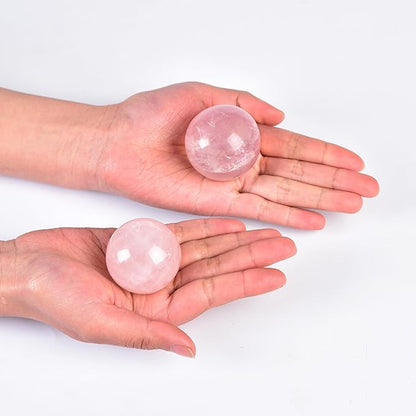 JIC Gem Natural Pink Rose Quartz Ball Sphere with Base,Class 1，4-5cm