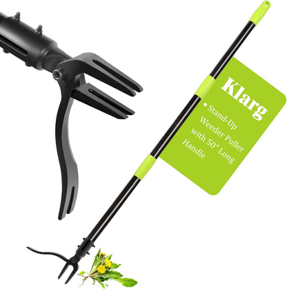 4-Claw Stand-Up Weeder Puller with 50" Long Handle, Dandelion Weed Puller Tool,Heavy Duty Weed Puller for Garden & Lawn Care, Easily Weed Removal Without Bending or Kneeling