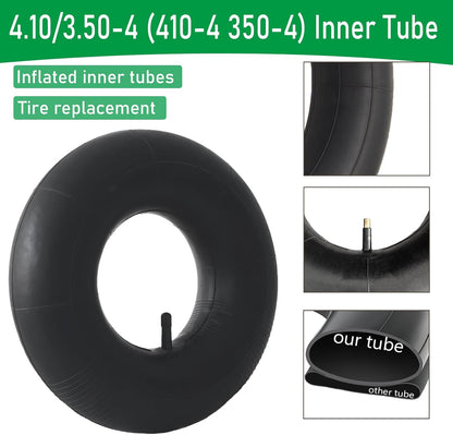 2-Pcs 4.10/3.50-4 Inner Tube 4.10-4 3.50-4 Heavy Duty Replacement Tube Straight Valve Stem for Wheelbarrows/Mowers/Hand Trucks and More