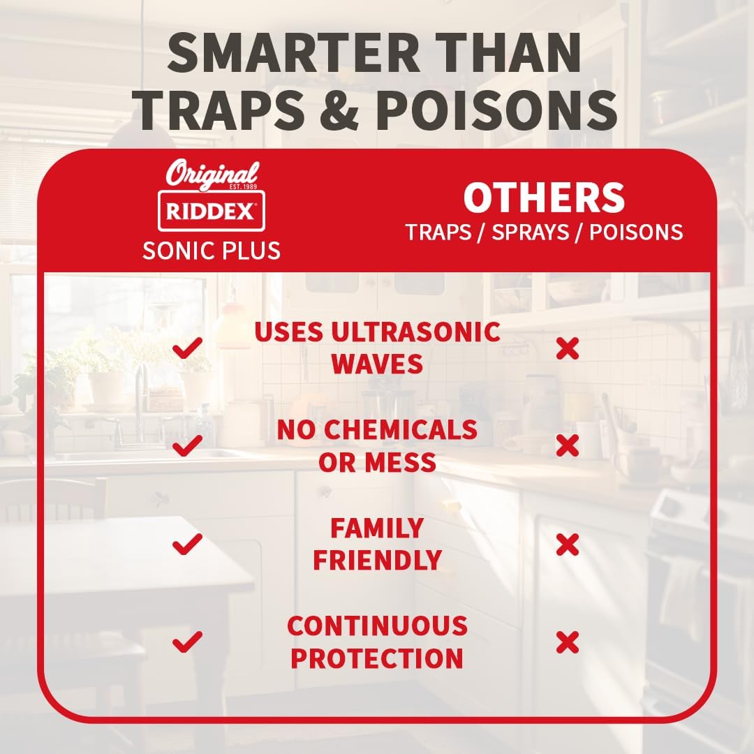 Riddex Sonic Plus Ultrasonic Pest Repeller, Plugs in with extra Outlets Indoor Use - Insect Repellent - Bug Repellents for Home Defense - Protect Against Rodents & Insects, Chemical Free(9 Pack White)