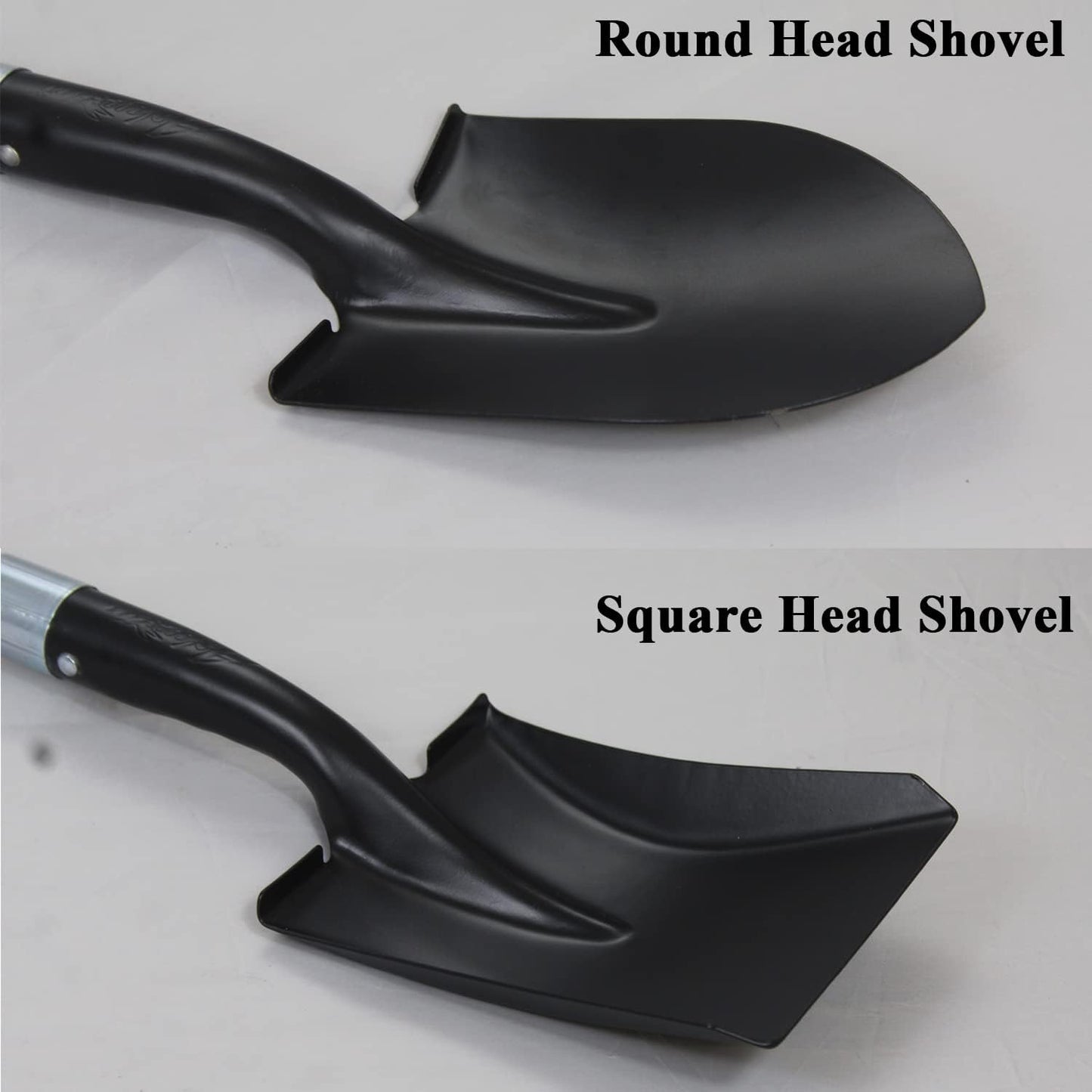 Round Shovel (1 Pack) and Square Shovel (1 Pack), 27 Inches in Length with D-Cup Mini Handle Shovels, Sturdy Build and Easy to use, Firm and Comfortable Durable Handle, Built to Last