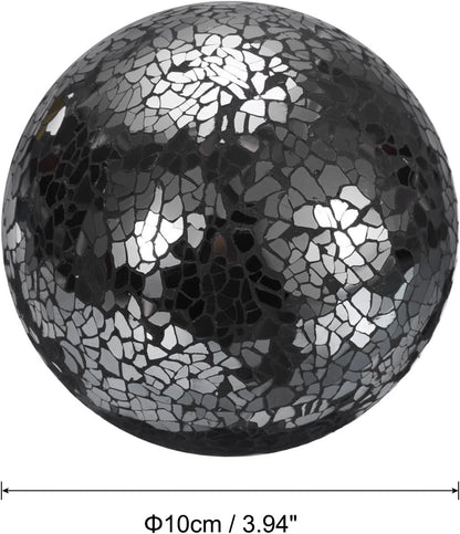 uxcell 4" Decorative Balls, 3 Pcs Mosaic Glass Balls, Decorative Table Sphere Orbs, Centerpiece Balls for Decorating Bowls Vase Tables Wedding Party, Black