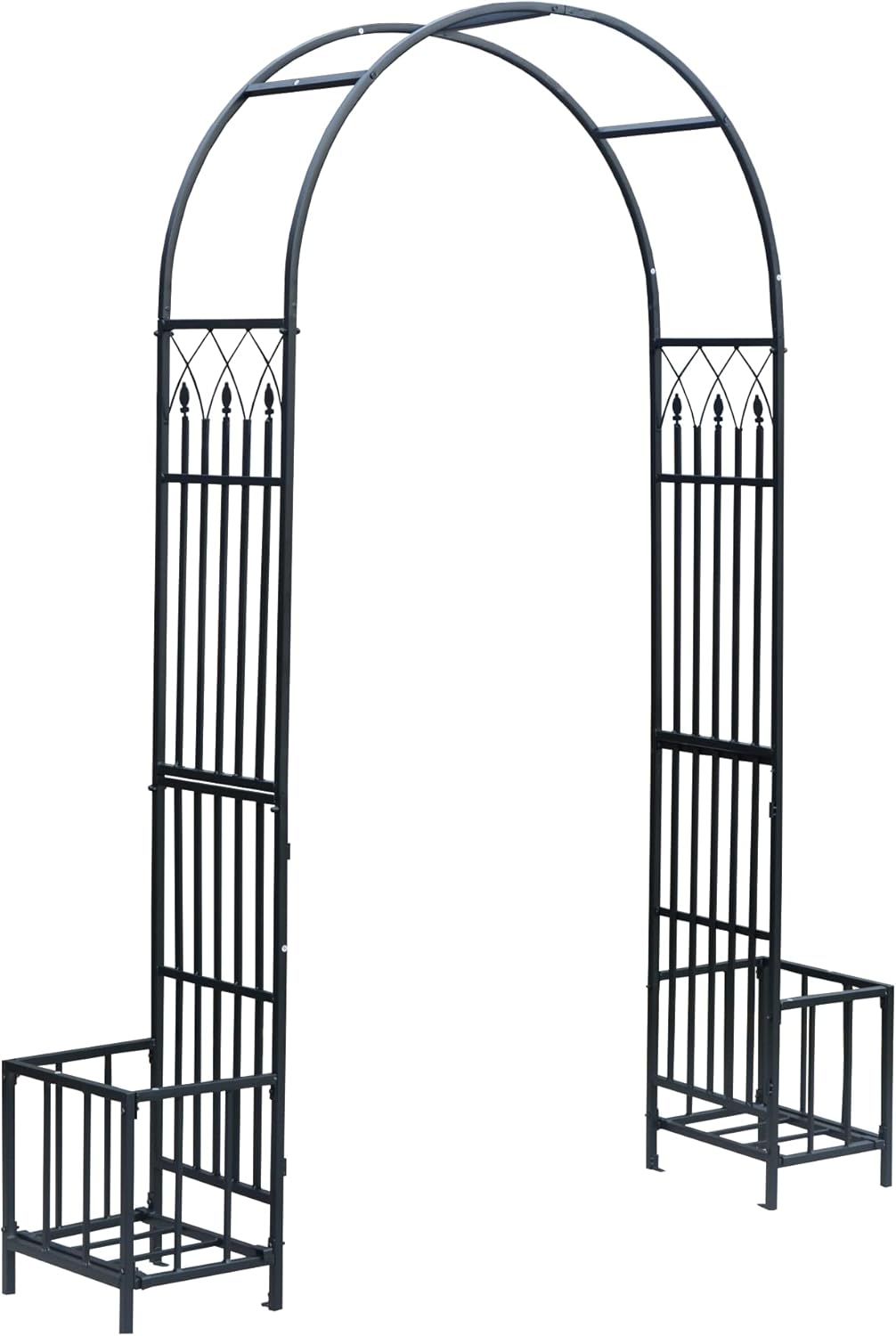 1. GO Steel Garden Arch with Plant Basket, 6'9" High x 3'9" Wide, Garden Arbor for Various Climbing Plant, Outdoor Garden Lawn Backyard