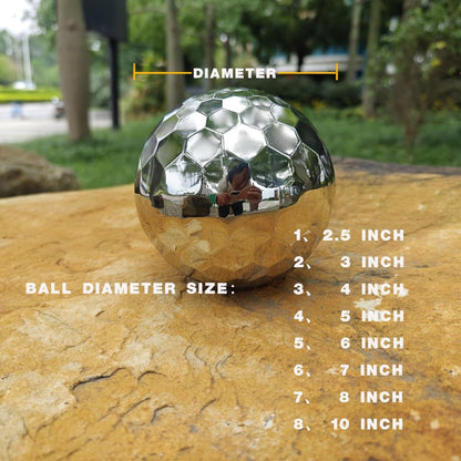 304 Stainless Steel Gazing Ball Sculptures Diamond Ball Decoration Mirror Hollow Decor Ball Reflective Garden Sphere Hollow Metal Ball Ornament Statues Gazing Globe for Home Garden (10 inch)