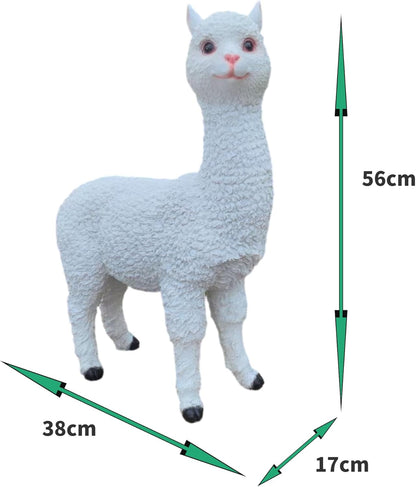 Outdoor Alpaca Statues, Courtyard Garden Decoration, Modern Minimalist Style Animal Ornaments, Sun Resistant and Waterproof Balcony Lawn Decoration, Creative Gifts (White)