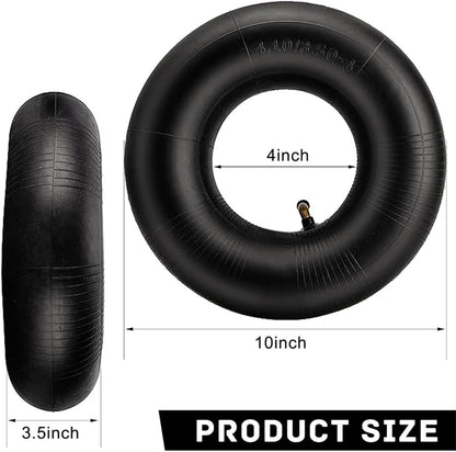 4.10/3.50-4 Inner Tube 2 Pack Heavy Duty Replacement Inner Tubes with TR-87 Bent Valve Stem for Wheelbarrows Mowers Hand Trucks