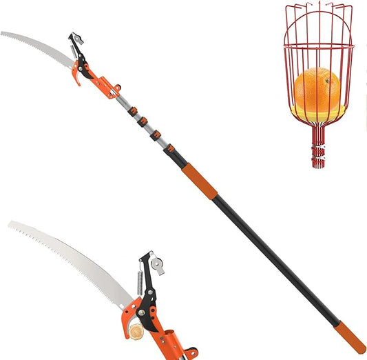20FT Tree Trimmer, Manual Pole Saw with 3-12FT Extension Pole, Fruit Picker for Orange Lemon Mango Avocado Guava Fruit Picking