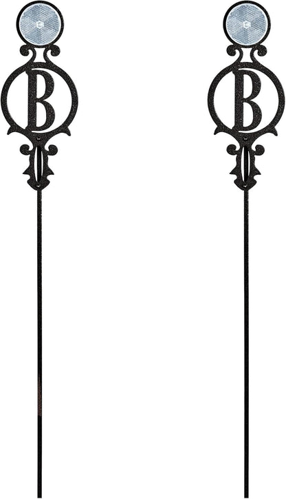 Touch of Class Pathways Reflective Driveway Marker Stake Set of Two for Outdoor Use | Custom Monogram Initial Design | Personalized Tall Reflector Set of 2 | Black Durable Finish