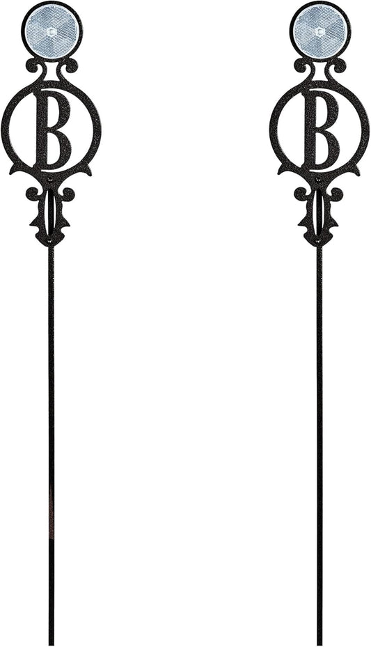 Touch of Class Pathways Reflective Driveway Marker Stake Set of Two for Outdoor Use | Custom Monogram Initial Design | Personalized Tall Reflector Set of 2 | Black Durable Finish