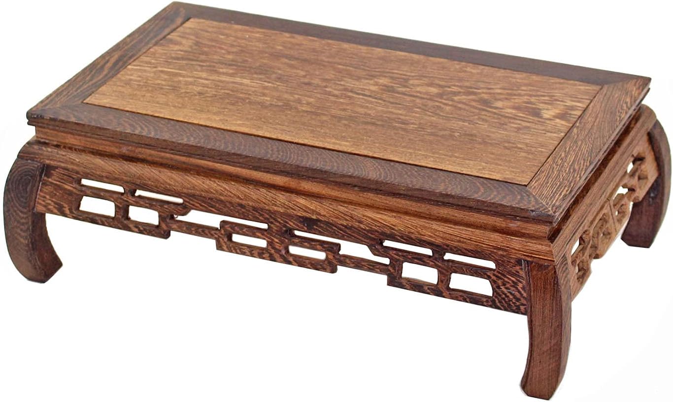 GOLDY&WENDY Rectangular Wooden Display Stand Solid Chicken Wing (Ji Chi) Wood Ornaments Base Flower Bonsai Pedestal Furniture Decoration