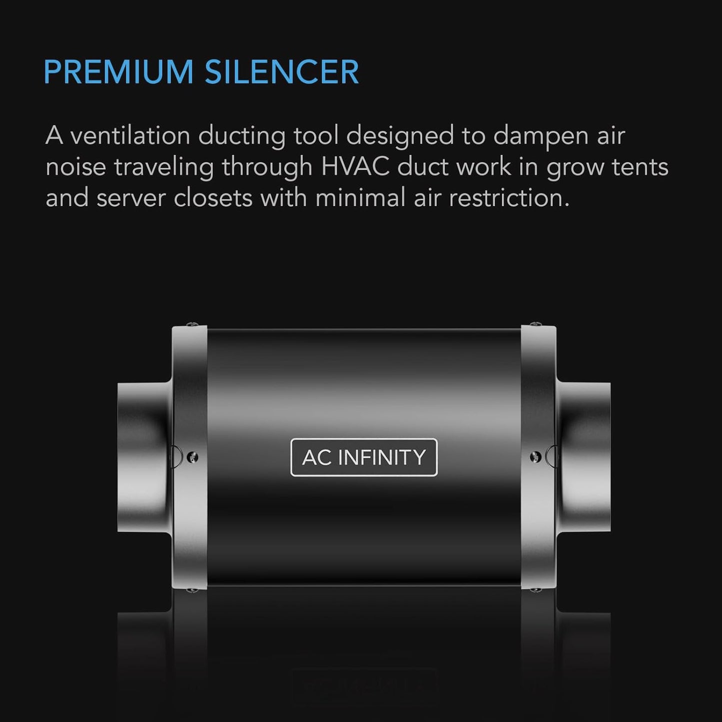 AC Infinity Inline Duct Fan Silencer, 6" Noise Reduction Muffler Blower Silencer for Indoor Hydroponics Grow Tent Ventilation Systems