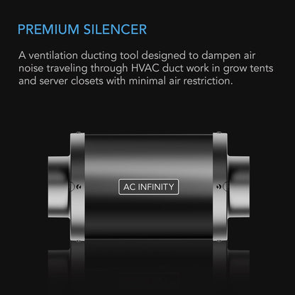 AC Infinity Inline Duct Fan Silencer, 6" Noise Reduction Muffler Blower Silencer for Indoor Hydroponics Grow Tent Ventilation Systems