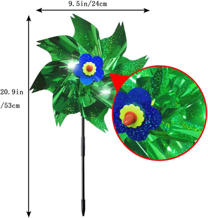 Sparkly Reflective Pinwheels with Stakes, Colorful Wind Spinners Outdoor Bird Scare Devices, Foil Pin Wheel Holographic Whirl Windmill for Yard Garden Decor Garden Wind Spinner 6 Packs