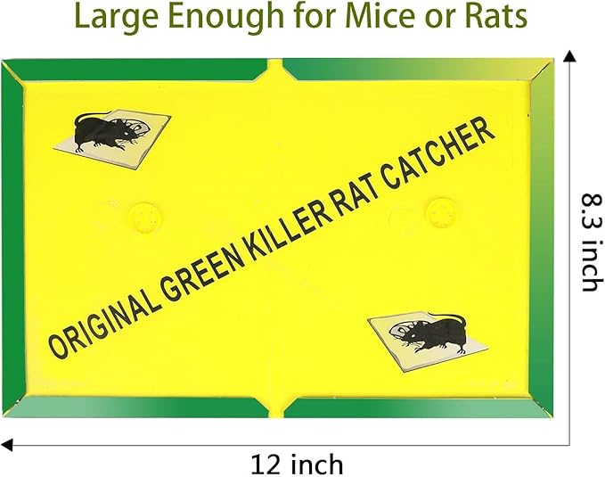 Ezoon 12 Pack Large Mouse Glue Traps with Enhanced Stickiness, Rat Snake Sticky Pad Board for House Indoor Outdoor, Easy to Set, Extra Large (8.3" x 12")