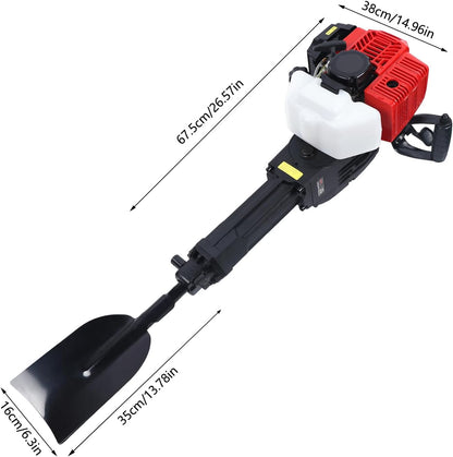 52CC 2 Stroke Tree Digger Machine Garden Planting Shovel Gas Powered Handheld Trencher Digger Excavator Post Hole Digger for Planting, 1.9KW 1500BPM Air-Cooled