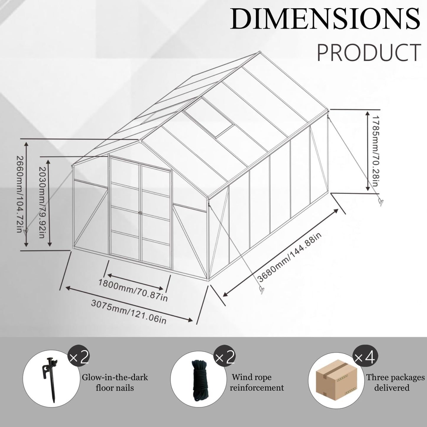 92in High 10*14FT Greenhouse for Outdoors,Polycarbonate Greenhouse with Stronger Wind Protection and Roof Vent,Walk-in Large Aluminum Sunroom Winter Proof,Black