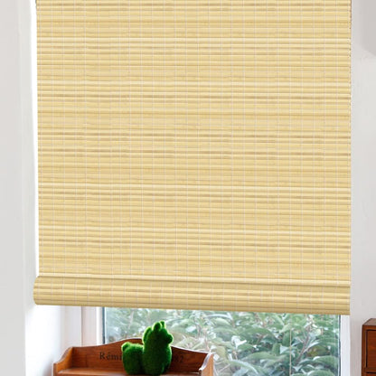 LETAU Cordless Wood Window Roller Shades, Bamboo Light Filtering Window Blinds for Indoor Home, Office, Kitchen, Pattern 1