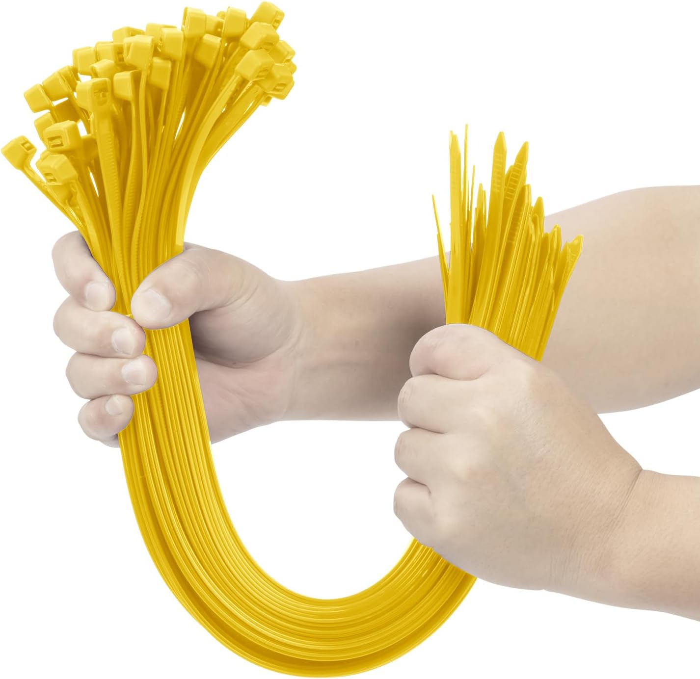 XINGO Yellow 20 Inch Zip Ties Heavy Duty 100 Pack, 200 LBS Ultra Strong Plastic Wire Ties, Large Cable Ties Extra Long Tie Wraps, Indoor and Outdoor UV Resistant