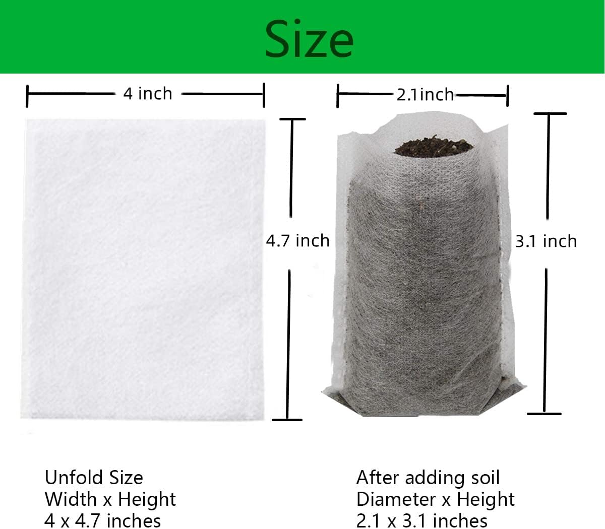 gardtree Plant Nursery Bags 4” x 4.7” 400PCS, Non-Woven Biodegradable Plant Grow Bags Fabric Seedling Starter Pots for Vegetable Flower Fruit Saplings Tree, Home Garden Supply