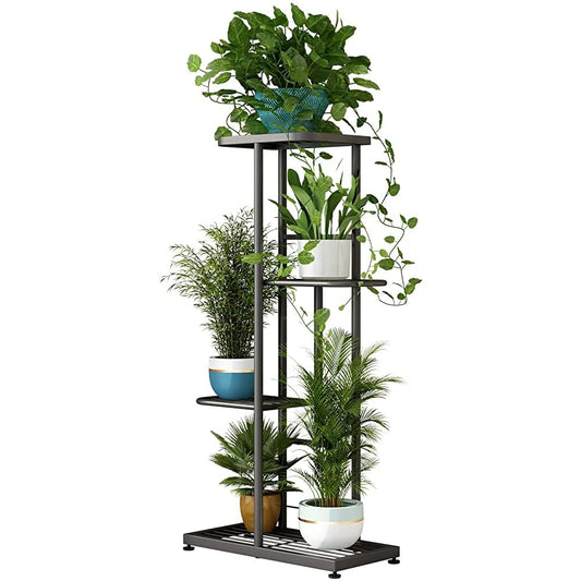 LINZINAR 4 Tier Plant Stand Indoor Outdoor Metal Flower Pot Display Shelf