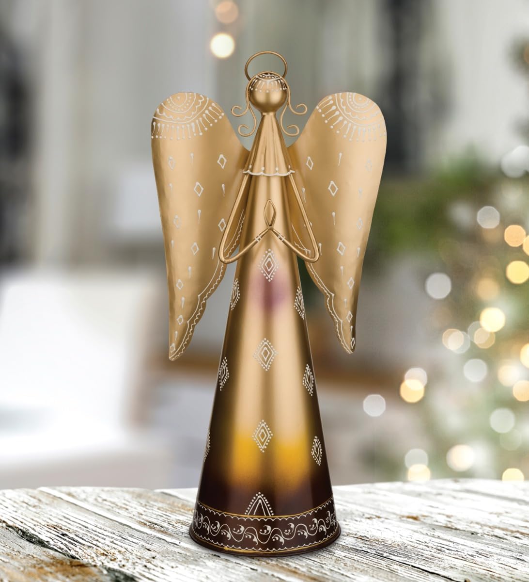 Regal Art & Gift Angel Statue - Metal Indoor/Outdoor Garden Statue Deals, Elegant Garden Decor, Beautiful Gifts for Women, Exquisite Angel Statues for Garden, 23-Inch, Gold