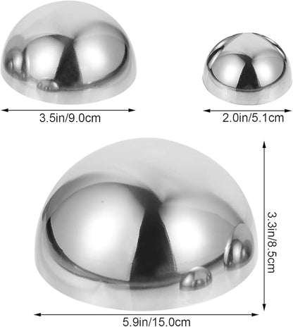 YARDWE 3pcs Gazing Ball Stainless Steel Hollow Ball Half Round Ball Mirror Ball Outdoor Hemisphere Ball Garden Decor for Home Road Yard Patio Ornament
